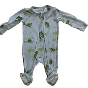 Angel Dear Bass Fishing Bamboo Viscose Two-Way Zip Footie Sleeper NB Light Blue